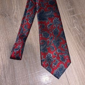 John Weitz blue & red silk blend floral formal tie